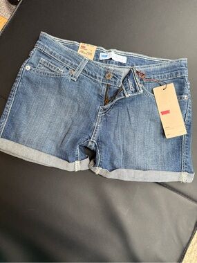 Levi's Women's Blue Rolled Hem Denim Shorts